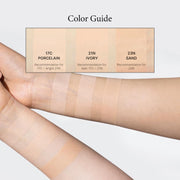 ProtoClinical k-beauty TIRTIR Mask Fit Aura Cushion [MINI] square cushion compact detail graphic with pink-beige case tones and a light background