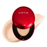 ProtoClinical k-beauty TIRTIR Mask Fit Red Cushion square red cushion compact graphic with deep red packaging tones on a light background