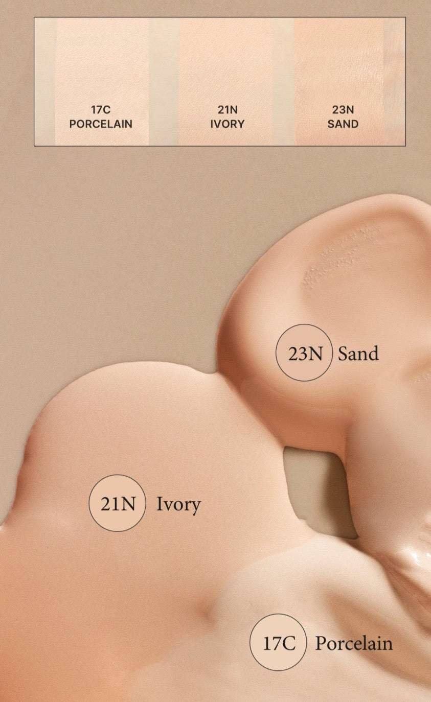 ProtoClinical k-beauty TIRTIR Mask Fit Red Cushion [MINI] red cushion compact shown open with beige foundation and white promo text on a deep red background