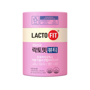 ProtoClinical k-beauty LACTO-FIT Probiotics Beauty 120g(60 Sticks) pink cylindrical probiotic container with a cream label standing upright on a clean white background