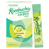 ProtoClinical k-beauty [TEAZEN] Kombucha Green Mandarin Lime (10 Sticks) kombucha stick box packshot with green citrus packaging on a light square background