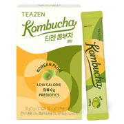 ProtoClinical k-beauty [TEAZEN] Kombucha Korean Plum (10 Sticks) kombucha stick box packshot with plum-toned packaging on a light square background