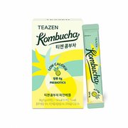 ProtoClinical k-beauty [TEAZEN] Kombucha Pineapple (10 Sticks) kombucha stick box packshot with pineapple-yellow packaging on a light square background