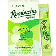 ProtoClinical k-beauty [TEAZEN] Kombucha Shine Muscat (10 Sticks) kombucha stick box packshot with green grape packaging on a light square background