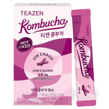 ProtoClinical k-beauty [TEAZEN] Kombucha Vin Chaud (10 Sticks) kombucha stick box packshot with warm red packaging on a light square background