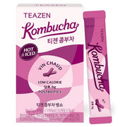 ProtoClinical k-beauty [TEAZEN] Kombucha Vin Chaud (10 Sticks) kombucha stick box packshot with warm red packaging on a light square background