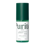 ProtoClinical k-beauty [PURITO SEOUL] Wonder Releaf Centella Serum 60ml shown as a deep green vertical silhouette with pale cream side tones