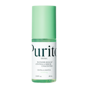 ProtoClinical k-beauty [PURITO SEOUL] Wonder Releaf Centella Serum Unscented 60ml benefit graphic with two text panels and a soft green center on a pale cream background