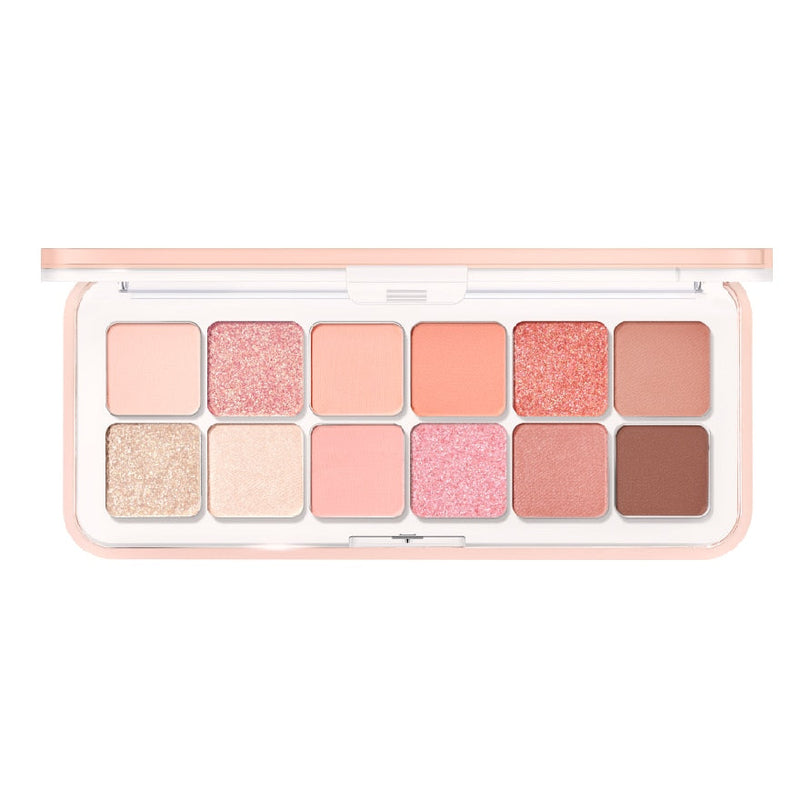 ProtoClinical k-beauty soft peach horizontal beauty graphic with pale blue corner accents on a light background.