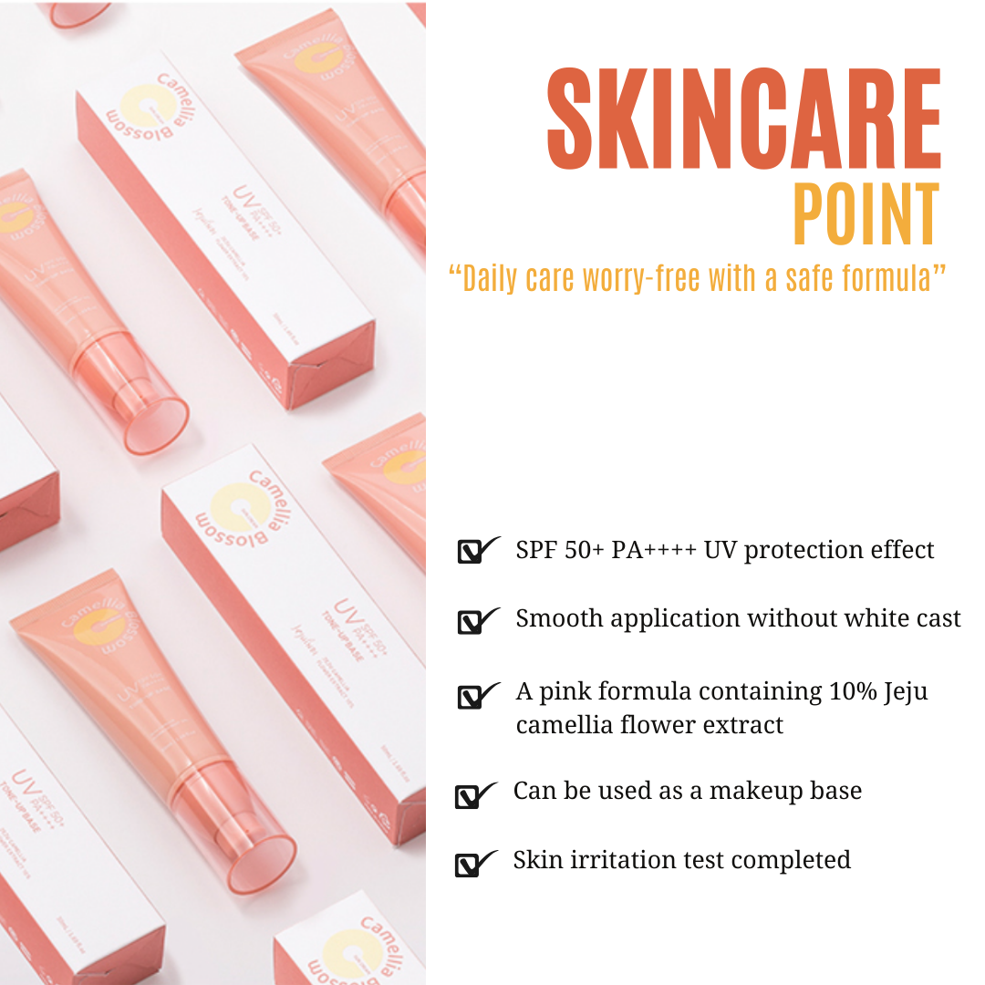 ProtoClinical k-beauty [JEJU INDI] Blossom Sun Cream 50ml rose and taupe packaging graphic with a dark center on a light background.