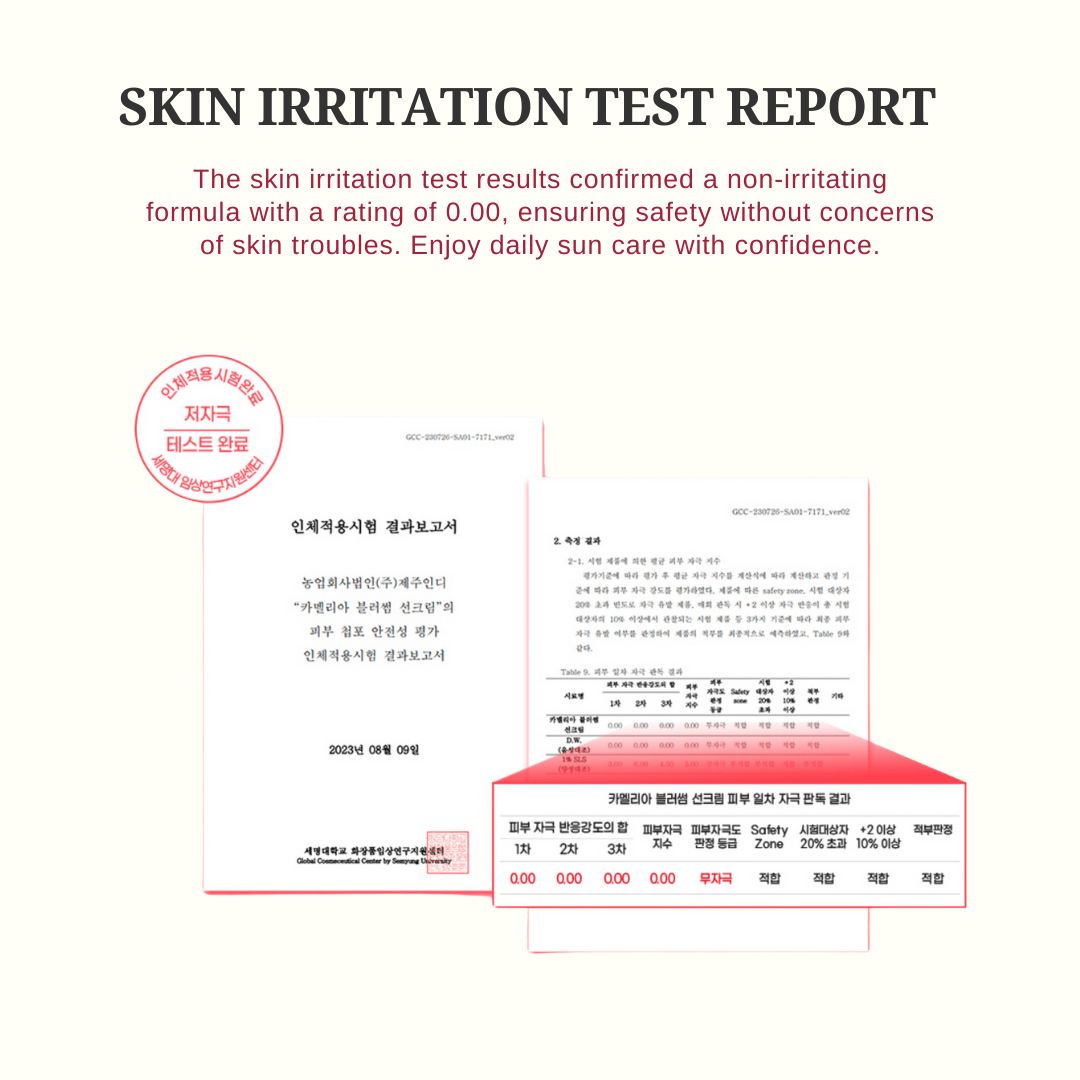ProtoClinical k-beauty [JEJU INDI] Blossom Sun Cream 50ml pale aqua vertical package silhouette with dark side framing on a light background.