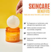 ProtoClinical k-beauty warm golden skincare product graphic on a light background.