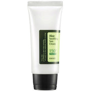 ProtoClinical k-beauty COSRX Aloe Soothing Sun Cream SPF50+/ PA+++ 50ml single upright sunscreen tube centered on a light background.