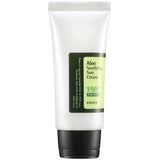 ProtoClinical k-beauty COSRX Aloe Soothing Sun Cream SPF50+/ PA+++ 50ml single upright sunscreen tube centered on a light background.