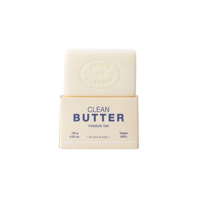 ProtoClinical k-beauty [JUICE TO CLEANSE] Clean Butter Moisture Bar 120g single centered pale cream cleansing bar on a white background.