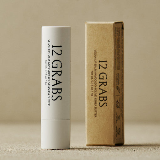 ProtoClinical k-beauty 12GRABS Vegan Lip Balm 4g single lip balm packshot in a square crop on a light background