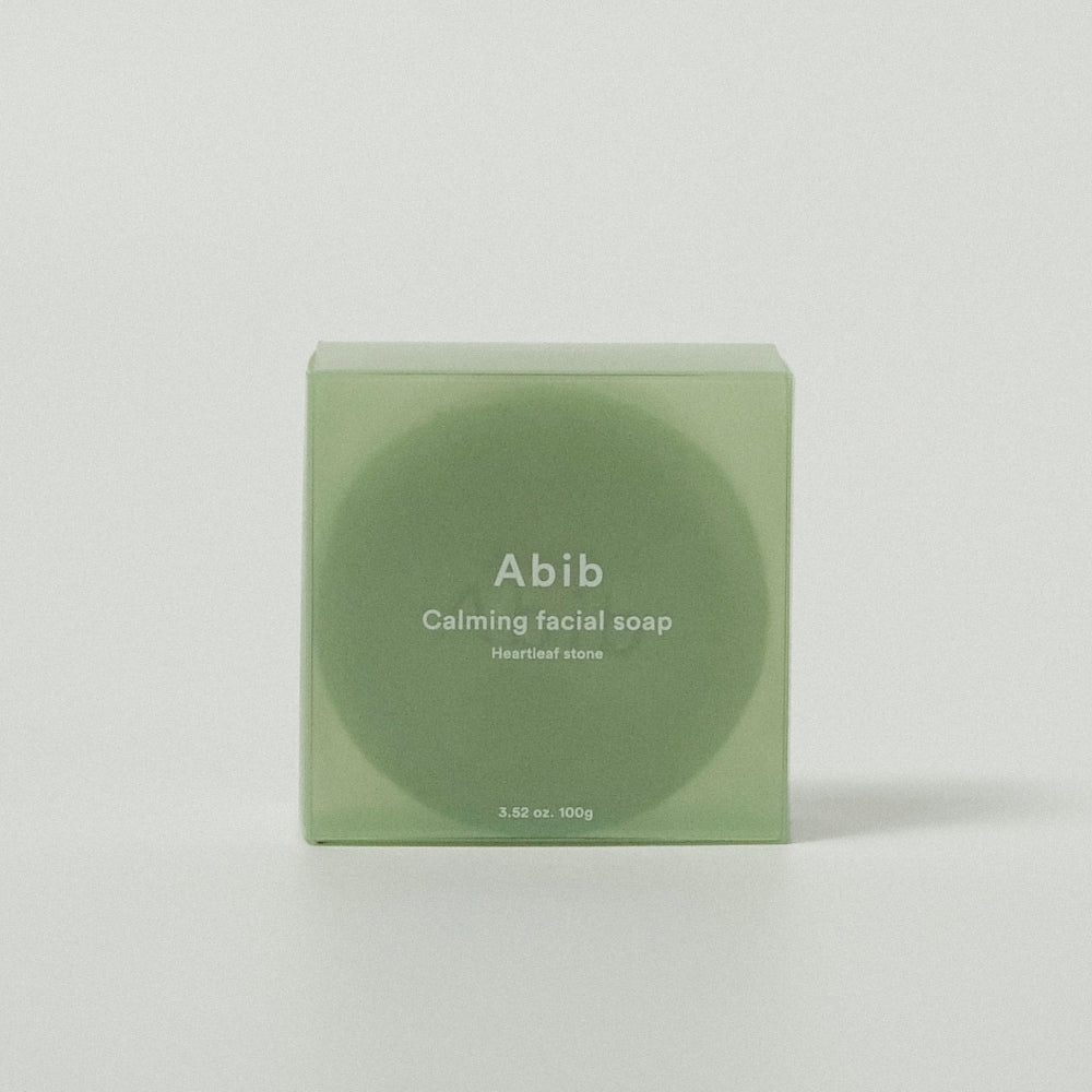 ProtoClinical k-beauty Abib Calming facial soap 100g single green facial soap bar centered on a pale background.