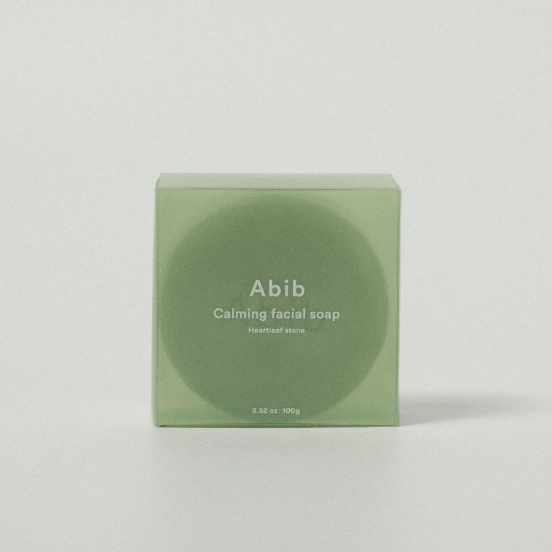 ProtoClinical k-beauty Abib Calming facial soap 100g single green facial soap bar centered on a pale background.