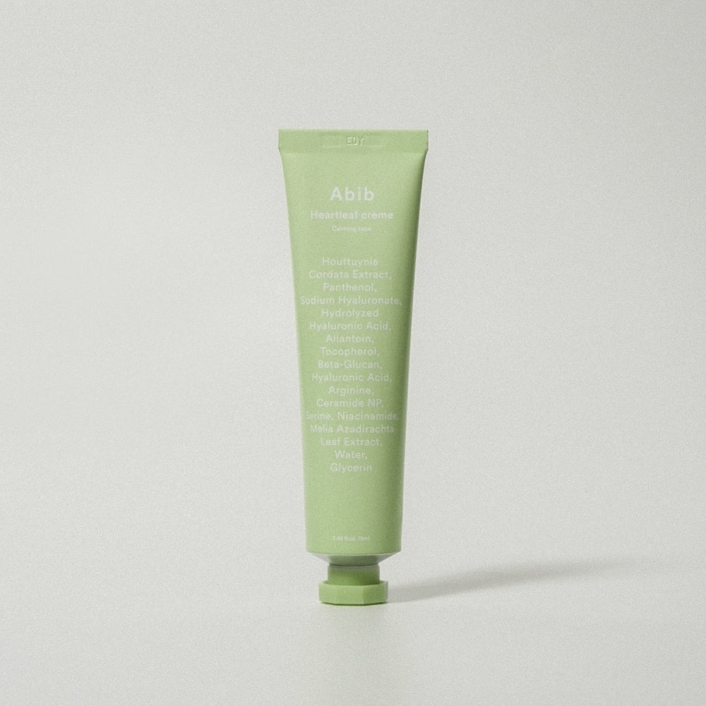 ProtoClinical k-beauty Abib Heartleaf crème Calming tube 75ml shown on a light background.