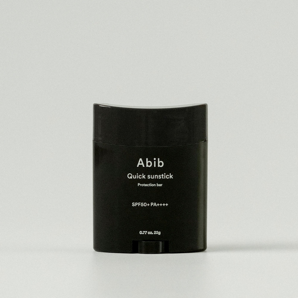 ProtoClinical k-beauty Abib Quick sunstick Protection bar 22ml (SPF 50+ PA++++) single dark sun stick package on a light background.