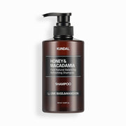ProtoClinical k-beauty KUNDAL HONEY&MACADAMIA Pure Natural Balancing Refreshing Shampoo 500ml #LIME BASIL&MANDARIN single centered dark shampoo bottle on a white background with pale green side accents.