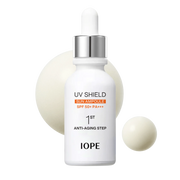 ProtoClinical k-beauty IOPE UV shield Sun Ampoule SPF50+ PA+++ 40ml single sun ampoule package shown on a light background
