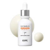 ProtoClinical k-beauty IOPE UV shield Sun Ampoule SPF50+ PA+++ 40ml single sun ampoule package shown on a light background