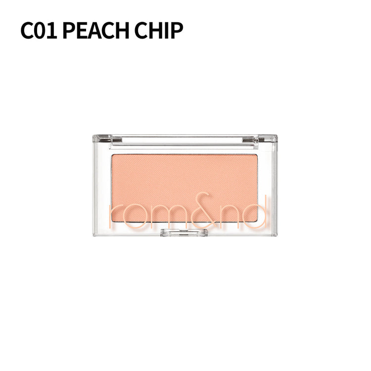 ProtoClinical k-beauty rom&nd BETTER THAN CHEEK single blush compact with soft beige and brown tones centered on a light background