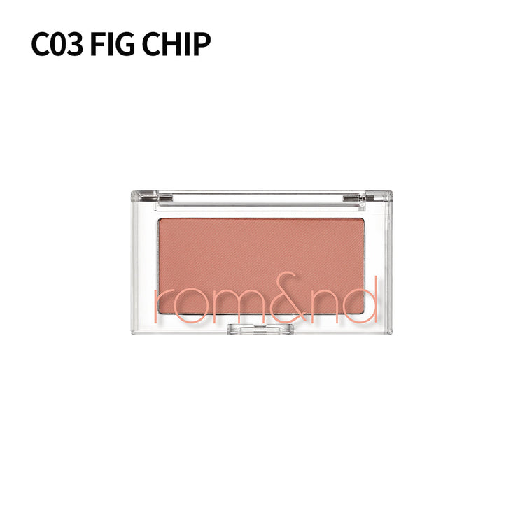 ProtoClinical k-beauty rom&nd BETTER THAN CHEEK single blush compact with warm beige tones centered on a light background