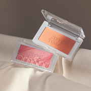 ProtoClinical k-beauty rom&nd BETTER THAN CHEEK SPRING FEVER single blush compact with warm peach tones centered on a light background.