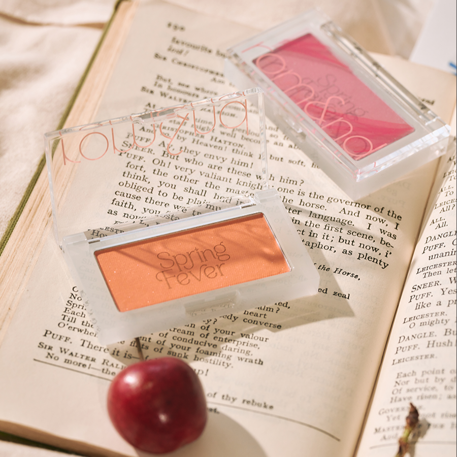 ProtoClinical k-beauty rom&nd BETTER THAN CHEEK SPRING FEVER multiple blush compacts arranged side by side with beige and peach tones on a warm neutral background.