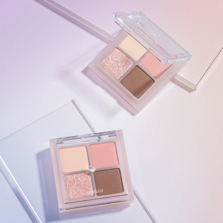 ProtoClinical k-beauty rom&nd BETTER THAN EYES W03 DRY STRAWBERRY single square eyeshadow palette with warm peach and brown tones on a light background