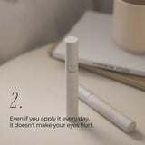 ProtoClinical k-beauty rom&nd HAN ALL EYELASH SERUM 8ml two slim serum tubes side by side on a white background with pale blue accents