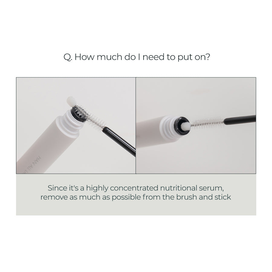 ProtoClinical k-beauty rom&nd HAN ALL EYELASH SERUM 8ml three slim serum tubes side by side on a white background with pale blue accents