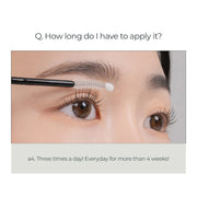 ProtoClinical k-beauty rom&nd HAN ALL EYELASH SERUM 8ml three slim serum tubes side by side on a white background with pale blue accents