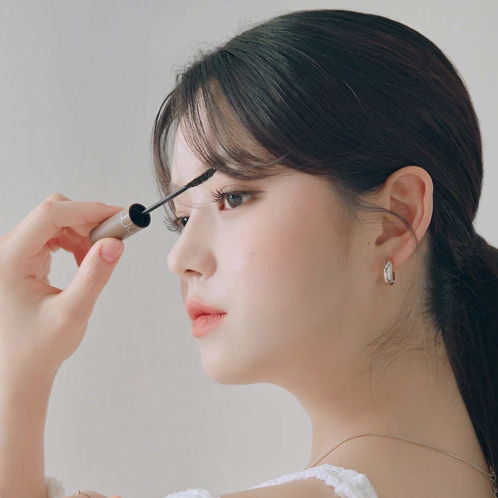 ProtoClinical k-beauty rom&nd HAN ALL FIX MASCARA square product-detail graphic with mascara tube styling, dark lash visuals, and clean white layout