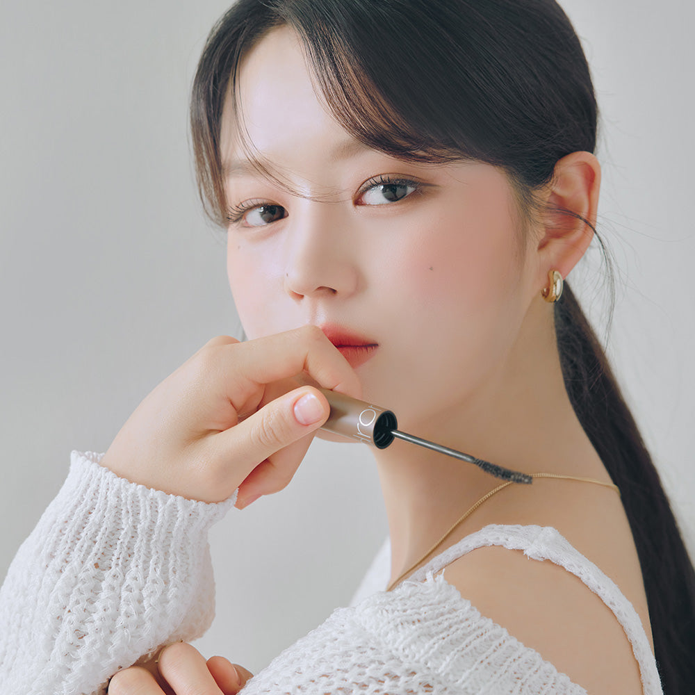 ProtoClinical k-beauty rom&nd HAN ALL FIX MASCARA square product-detail graphic with mascara tube styling, dark lash visuals, and clean white layout