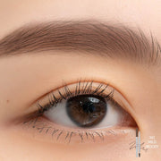 ProtoClinical k-beauty rom&nd HAN ALL FLAT BROW - 6 colors #W2 MILD WOODY shade image in a square layout with woody brown brow color and flat pencil styling