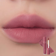 ProtoClinical k-beauty rom&nd ZERO VELVET TINT 4color #18 shade graphic with muted rose tint color, swatch blocks, and square white layout
