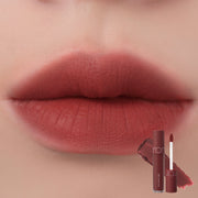 ProtoClinical k-beauty rom&nd ZERO VELVET TINT 4color #20 shade graphic with berry tint color, swatch blocks, and square white layout