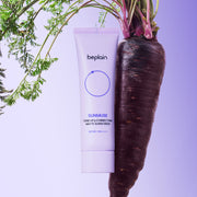ProtoClinical k-beauty green and lavender beauty graphic with deep blue shading on a light background.