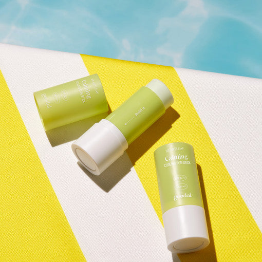 ProtoClinical k-beauty goodal Heartleaf Calming Cooling Sun Stick 19g / SPF50+,PA++++ in an alternate studio product shot with single-item packaging on a clean white background
