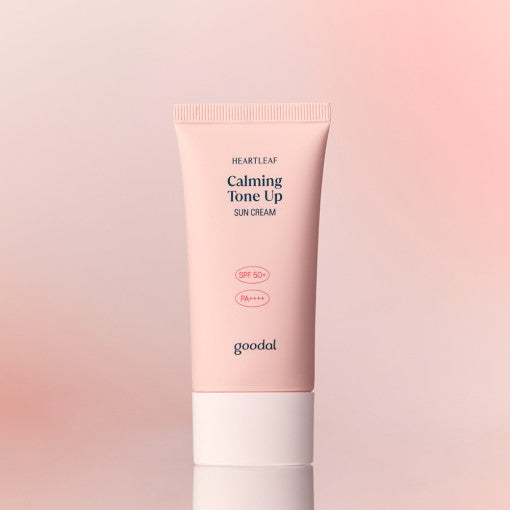 ProtoClinical k-beauty goodal Heartleaf Calming Tone Up Sun Cream 50ml [SPF50+ PA++++] in an upright studio product shot with single-item packaging on a clean white background