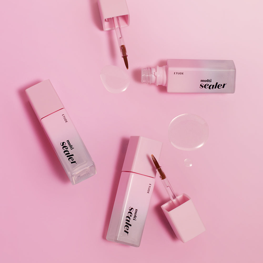 ProtoClinical k-beauty ETUDE Bare Edge Makeup Multi Sealer 8g single slim pink sealer tube centered upright on a clean white background