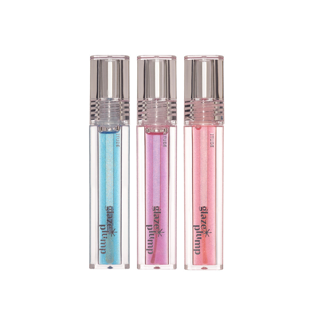 ProtoClinical k-beauty ETUDE Glaze Plump Gloss 4g single lip gloss tube centered vertically on a light background