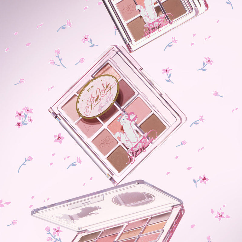 ProtoClinical k-beauty ETUDE My Best Tone Eye Palette #Pink Collector open eyeshadow palette with multiple pale lilac and pink pans on a white background