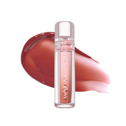 ProtoClinical k-beauty ETUDE Over Glowy Tint 3g warm brown lip tint swatch in a soft diamond shape on a pale blue and white background