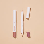 ProtoClinical k-beauty ETUDE Reborn Maker Over Lip 1g soft rosy lip swatch in a wide square shape with blurred edges on a pale blue and white background