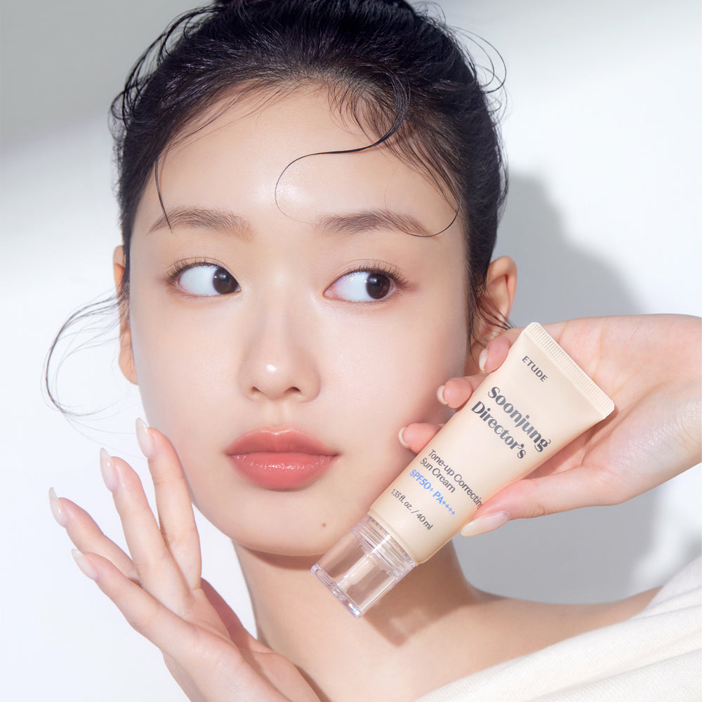 ProtoClinical k-beauty ETUDE Soonjung Director's Tone-up Cream SPF50+/PA++++ 40ml single tone-up cream package centered on a clean white background