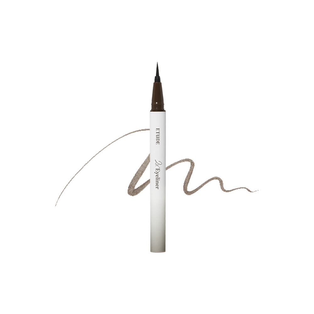 ProtoClinical k-beauty ETUDE 2X Tinting Eyeliner 0.5g Soft Deep Brown shade graphic in deep brown tones with centered product visuals on a light background.